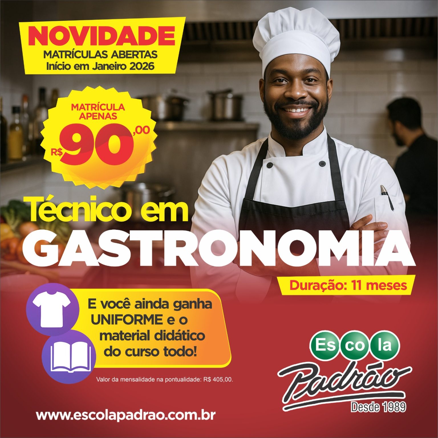 Técnico em Gastronomia – Escola Padrão – 36 anos